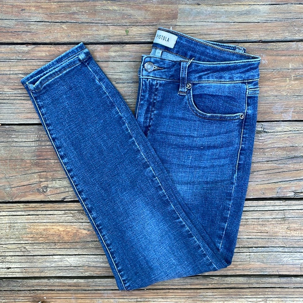 PISTOLA Dark Wash Mid-Rise Skinny Jeans